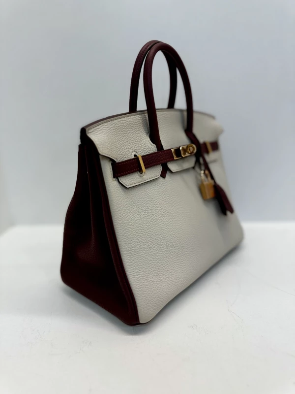 Hermès BIRKIN 25 SPECIAL ORDER TOGO BETON/ROUGE H GHW B25HSS 4