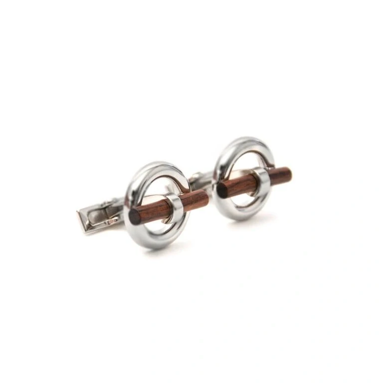 Hermès Mini ChaÃ®ne d'Ancre Silver and Wood Cufflinks Hermès 2
