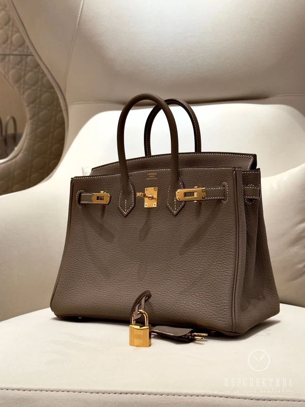 Hermès BIRKIN 25 VEAU TOGO 18 ETOUPE GHW B25TE 8