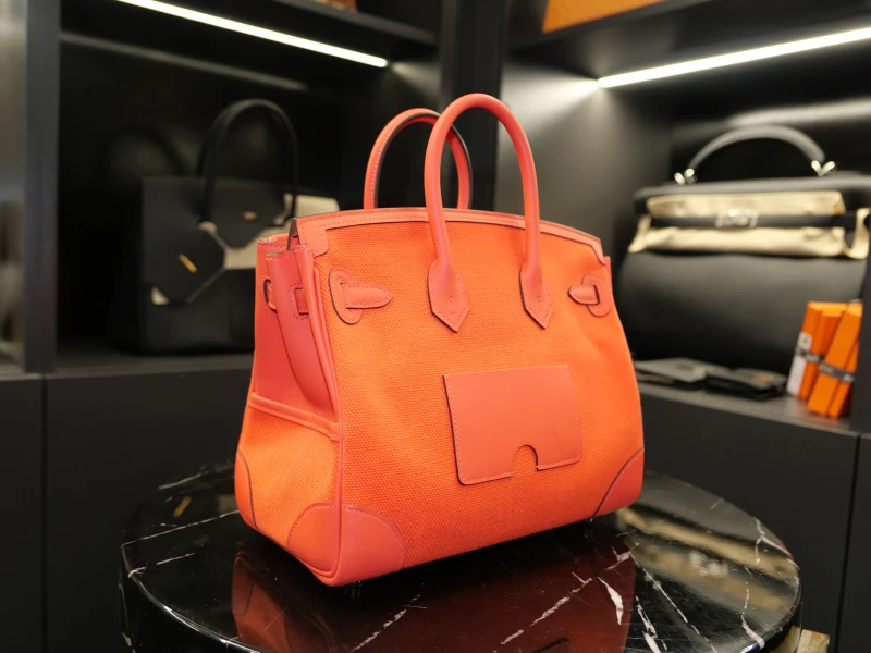 Hermès BIRKIN CARGO 25 VEAU SWIFT / CANVAS ORANGE FIELD PHW B25Cargo 5