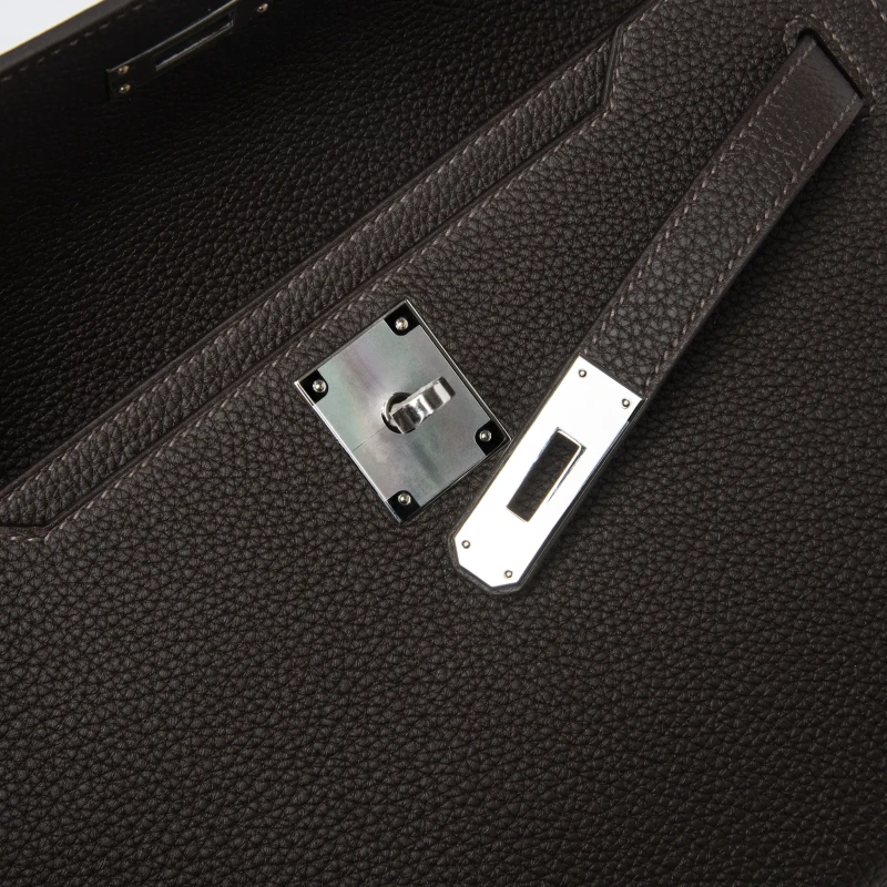 Hermès Hermes Kelly Depeches 25 Negonda Calfskin Bai Brun PHW KD25TE 5