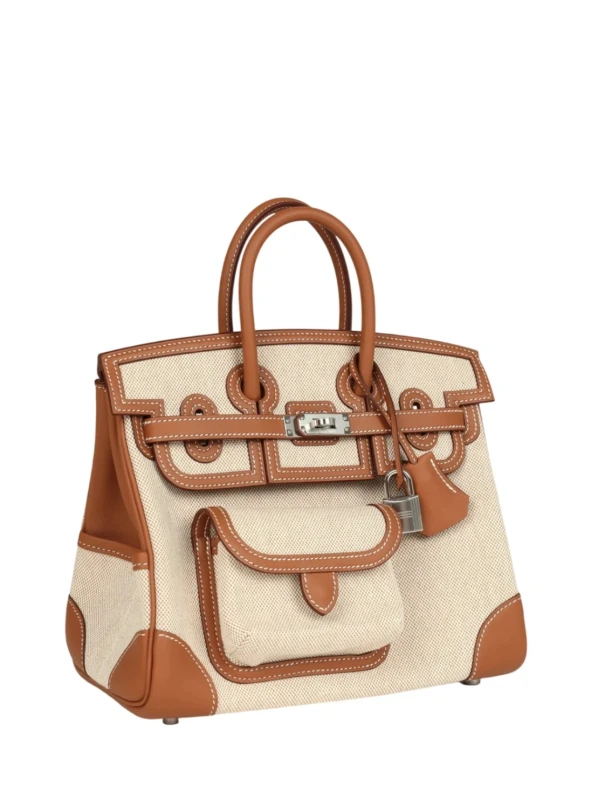 Hermès Birkin 25 Cargo Ecru-Beige Toile H & Gold Swift PHW H082739CK 3