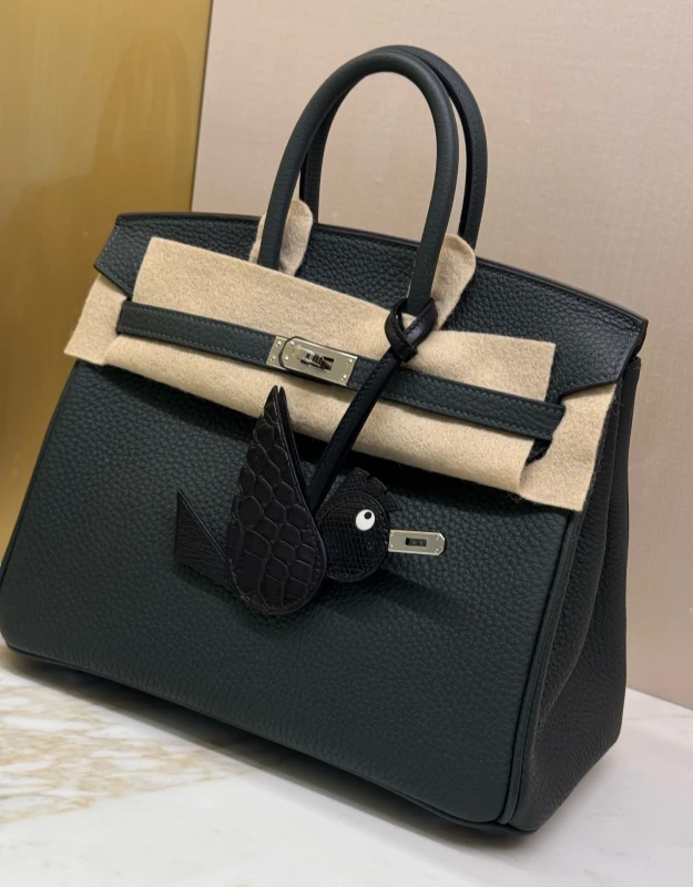 Hermès Hermes Birdy Charm Black Swift/Croco PHW Charm 3