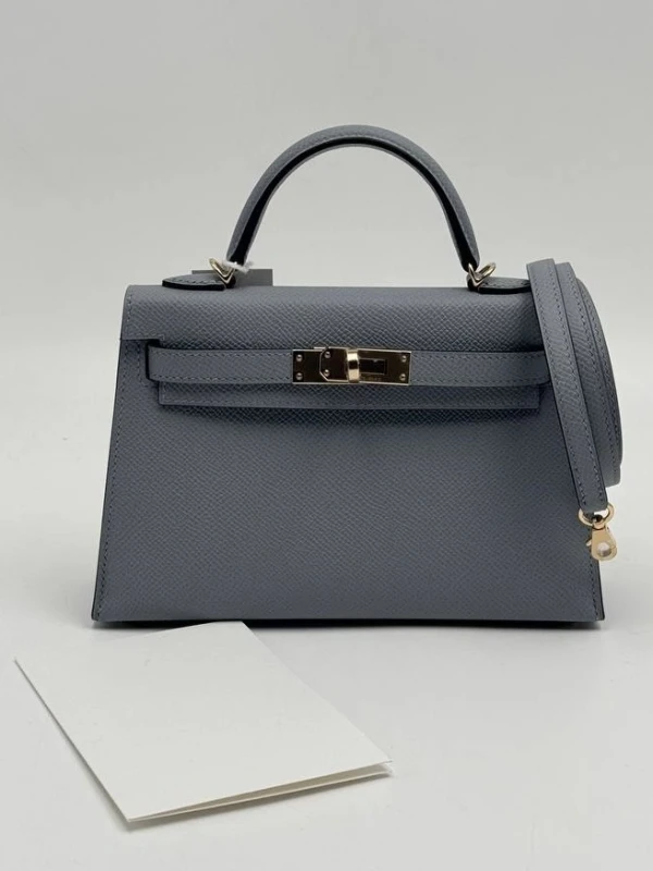 Hermès KELLY MINI 20 VEAU EPSOM GRIS PANTIN PBHW K20EGP 7
