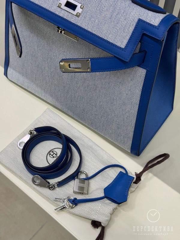 Hermès KELLY 28 VEAU SWIFT/TOILE PHW K28TSB 5