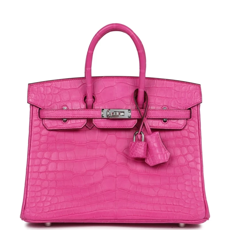 Hermès BIRKIN 25 ALLIGATOR MATTE ROSE EXTREME PHW B25AMRE 4