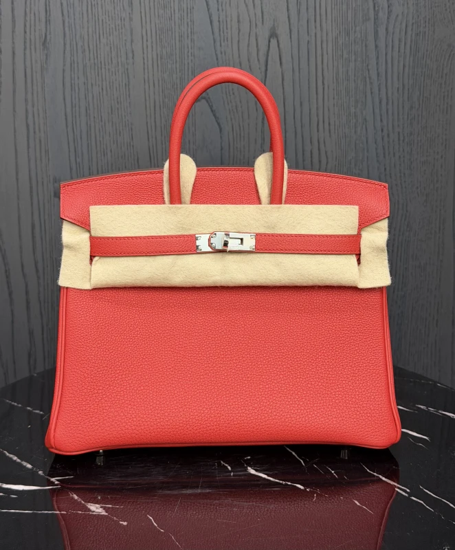 Hermès BIRKIN 25 TOGO ROUGE RADIEUX PHW B25TR 9