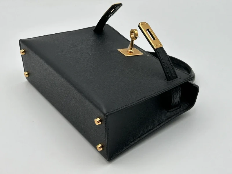 Hermès KELLY 20 MINI EPSOM/ALLIGATOR MISSISSIPPIENSIS NOIR/NOIR GHW K20EAN 5