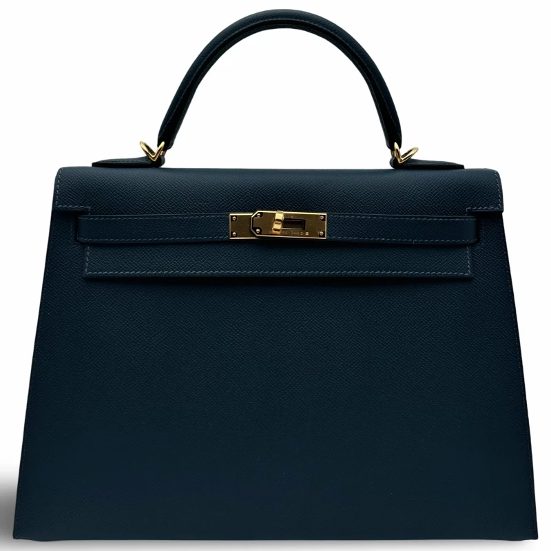 Hermès KELLY RETOURNE 32 VEAU EPSOM BLEU PRUSSE GHW K32EBP