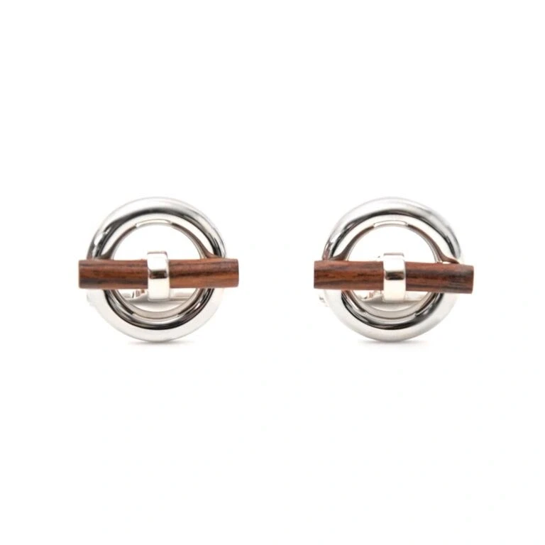 Mini ChaÃ®ne d'Ancre Silver and Wood Cufflinks