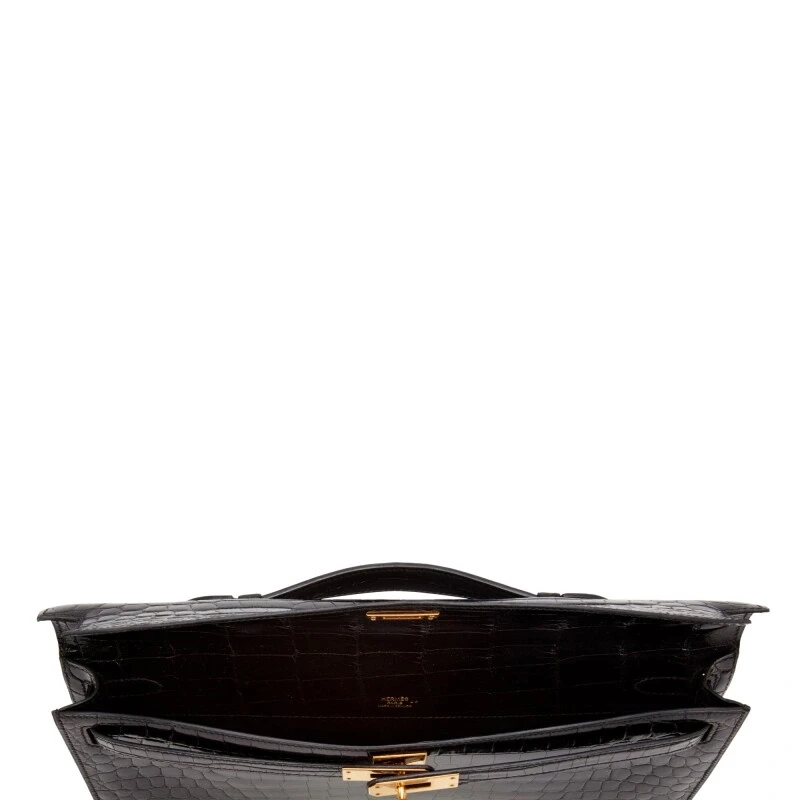 Hermès KELLY CUT SHINY CROCODILE NILOTICUS NOIR GHW KCUTCROCNILN 7