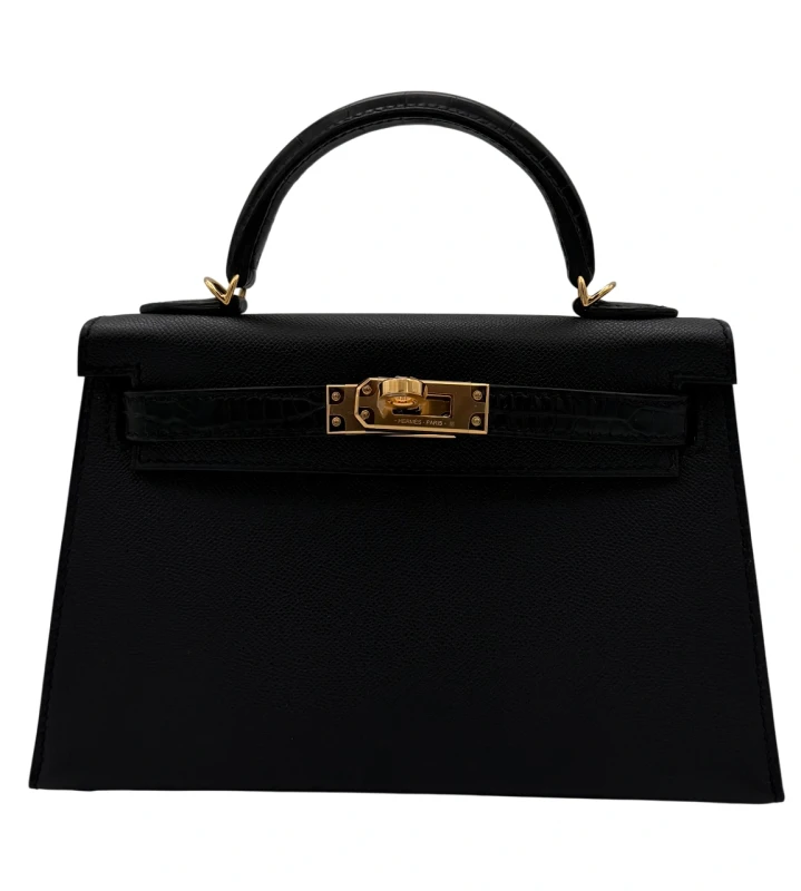 Hermès KELLY 20 MINI EPSOM/ALLIGATOR MISSISSIPPIENSIS NOIR/NOIR GHW K20EAN 1