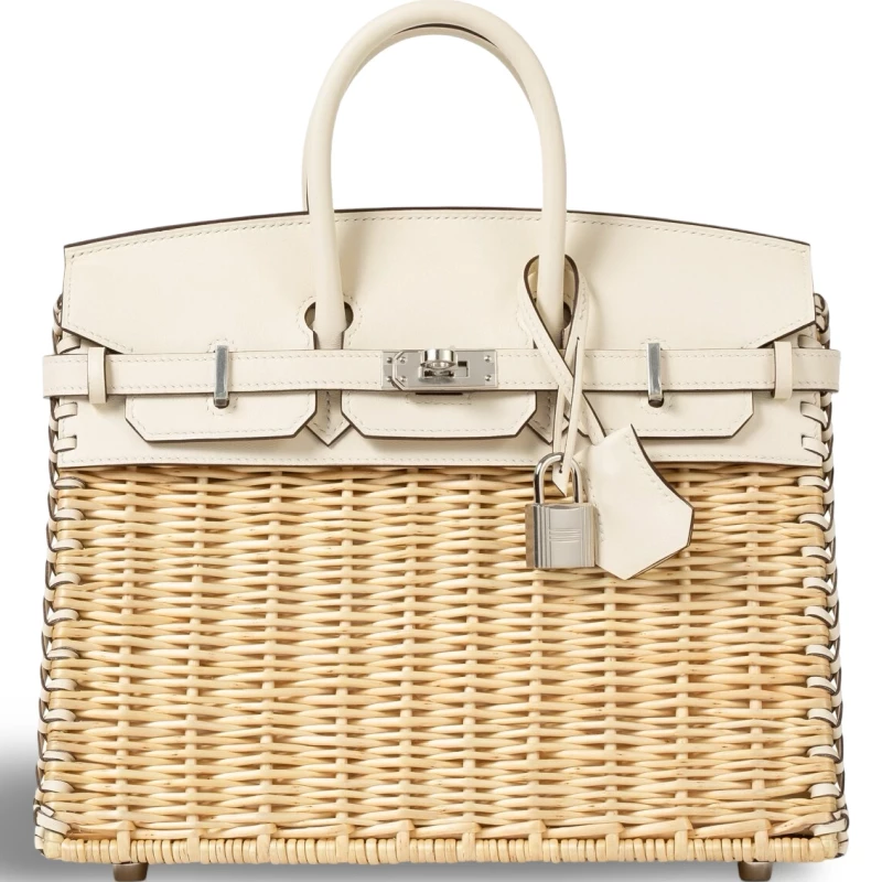 Hermès BIRKIN 25 LIMITED EDITION PICNIC SWIFT / OSIER NATA PHW B25PICNIC