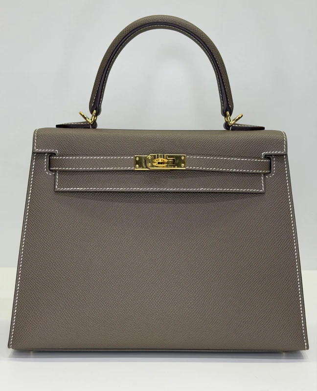 Hermès KELLY 25 VEAU EPSOM ETOUPE GHW K25EE 2
