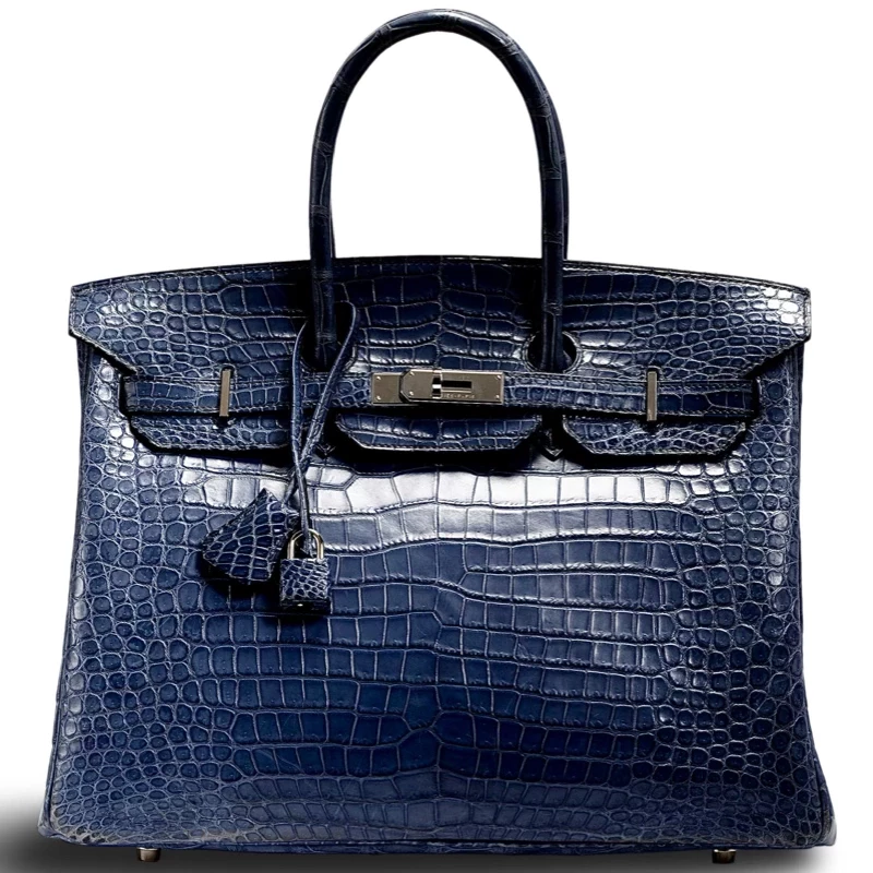 BIRKIN 35 CROCODILE MATTE BLEU MARINE PHW