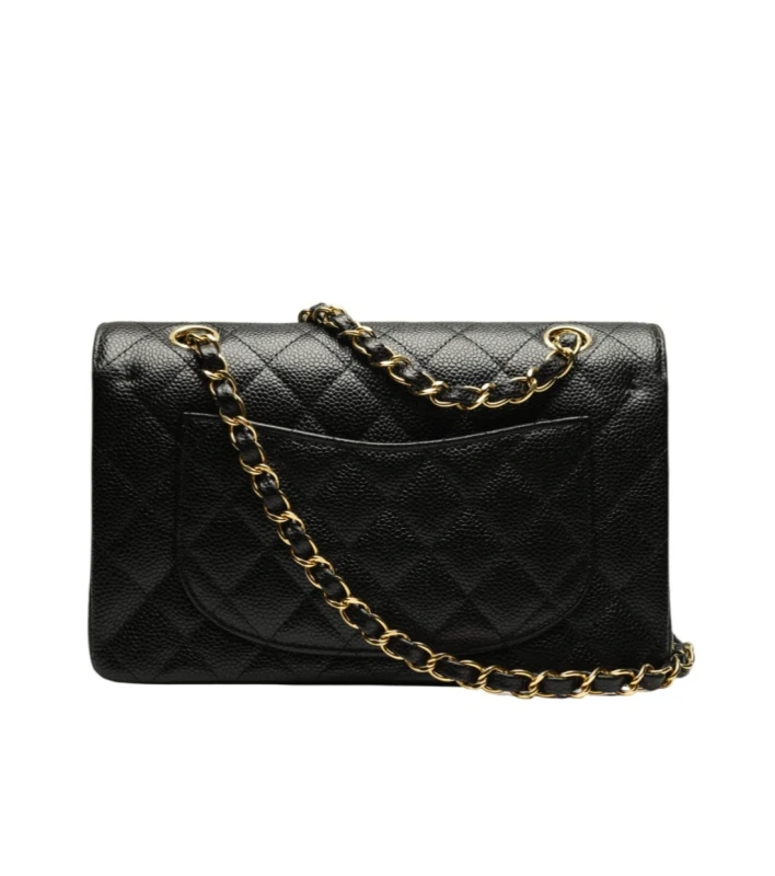 Chanel Small Classic Handbag Grained Calfskin Gold-Tone Metal Black A01113-Y01864-C3906 3