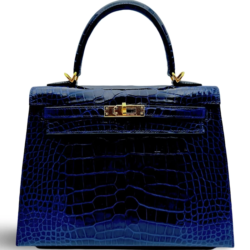 KELLY SELLIER 25 CROCODILE LISSE BLEU SAPHIR GHW