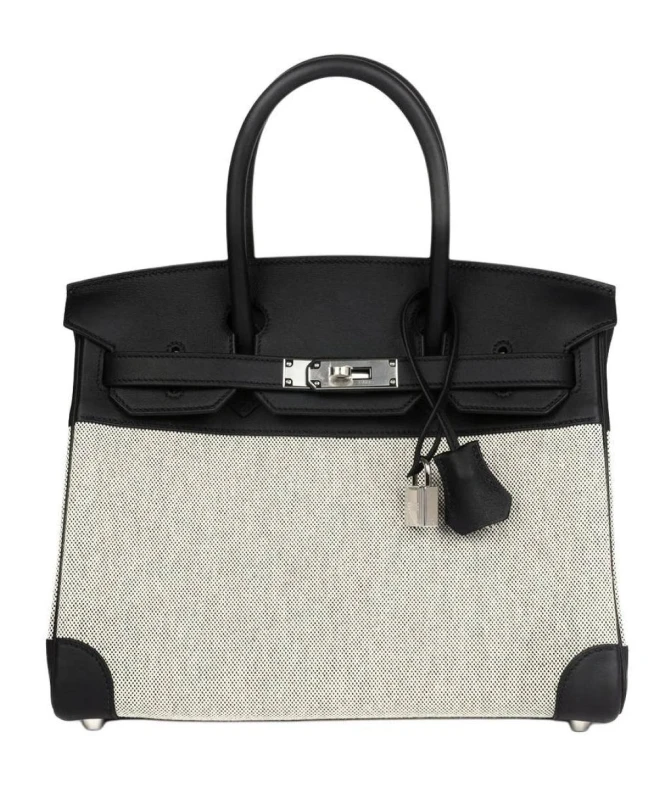 Hermès Birkin 25 T&C Toile H/Veau Swift Ecru/Noir H082686CK 1