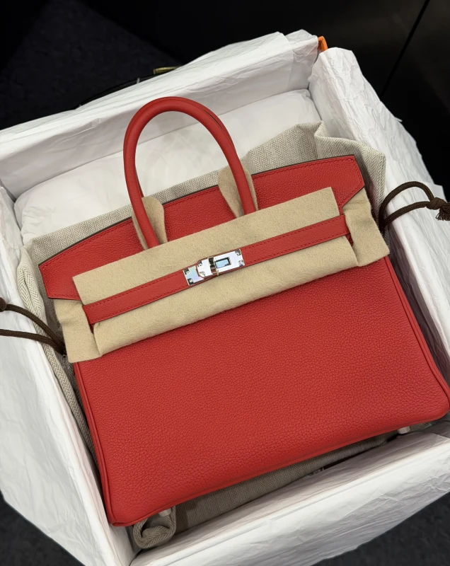 Hermès BIRKIN 25 TOGO ROUGE RADIEUX PHW B25TR 8