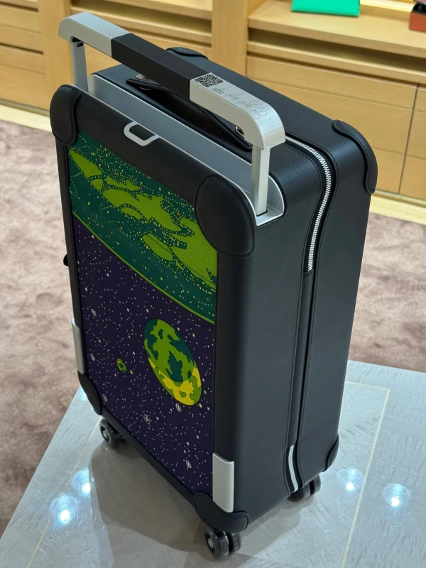 Hermès Limited Edition Bleu Nuit, Vert Vertigo, Vert Amande Canvas and Clemence Odyssey R.M.S. Rolling Mobility Suitcase Aluminum and Steel Hardware R. M. S Odyssey 4