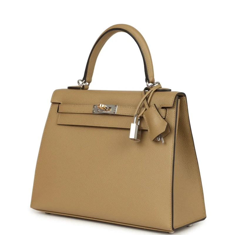 Hermès KELLY SELLIER 25 VEAU EPSOM POUSSIERE ELECTRUM HARDWARE K25EP 5