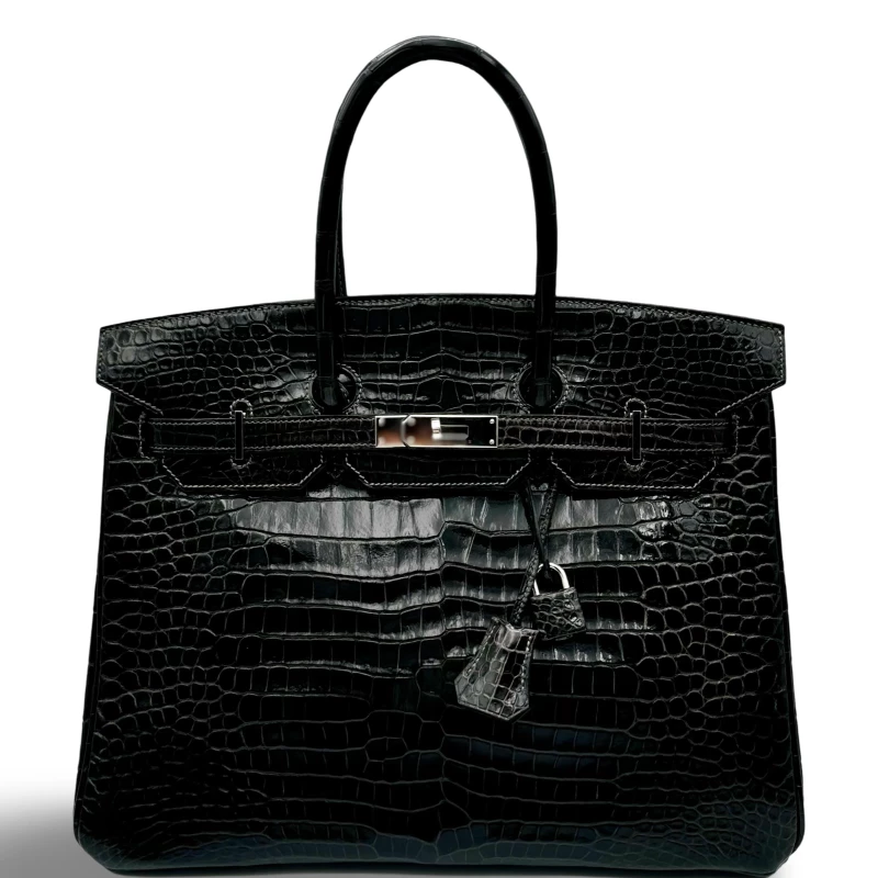 BIRKIN 35 CROCODILE LISSE NOIR PHW