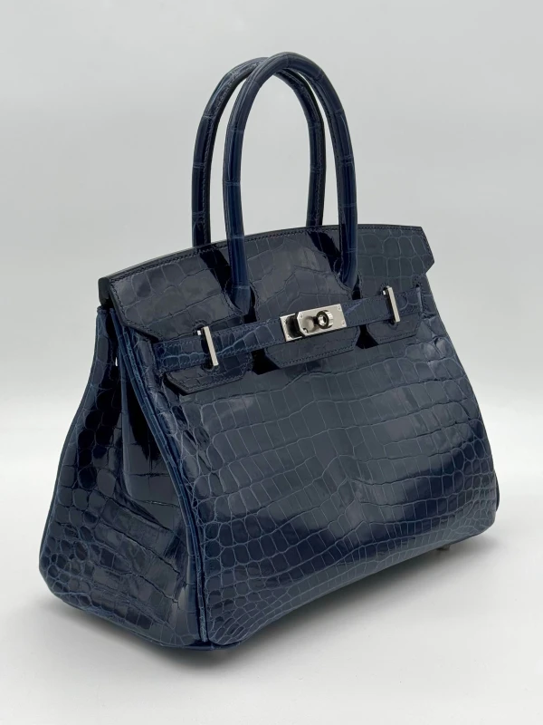Hermès BIRKIN 30 CROCODILE SHINY BLEU BALTIQUE PHW B30 3