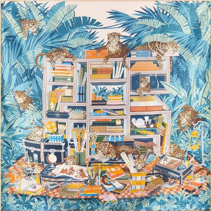 Hermès Les Douze Leopards Double Face Scarf 90 H243762S 01 1