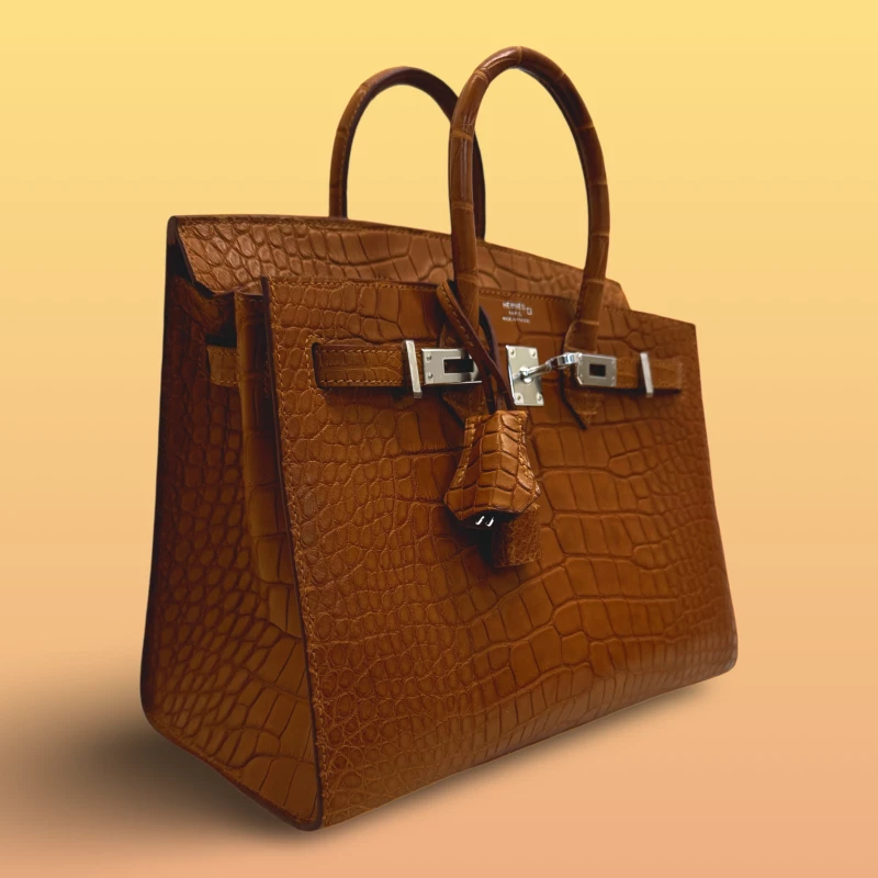 Hermès BIRKIN SELLIER 25 ALLIGATOR MATTE GOLD PHW B25AMG 4