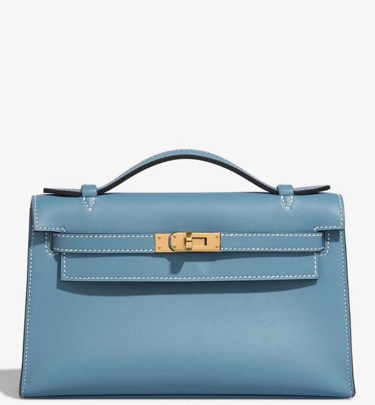 Hermès KELLY POCHETTE VEAU SWIFT BLEU JEAN GHW KPSBJ 3