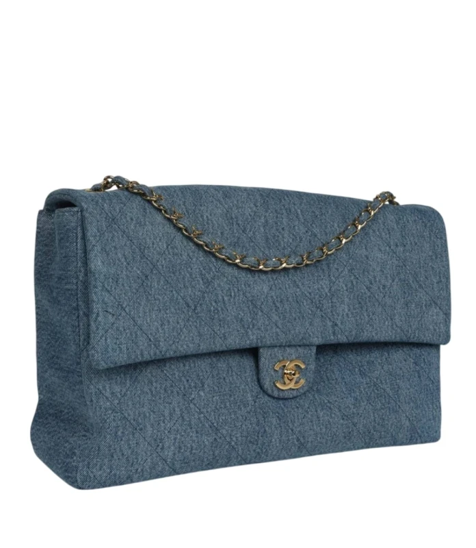 Chanel Maxi «Souplissimo» Large Flap Bag Blue Denim GHW Maxi Large Flap Bag 2