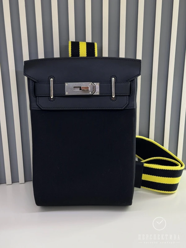 Hermès Hac a Dos PM backpack noir / new lime Woolycot / Swift H085316CKAA 8