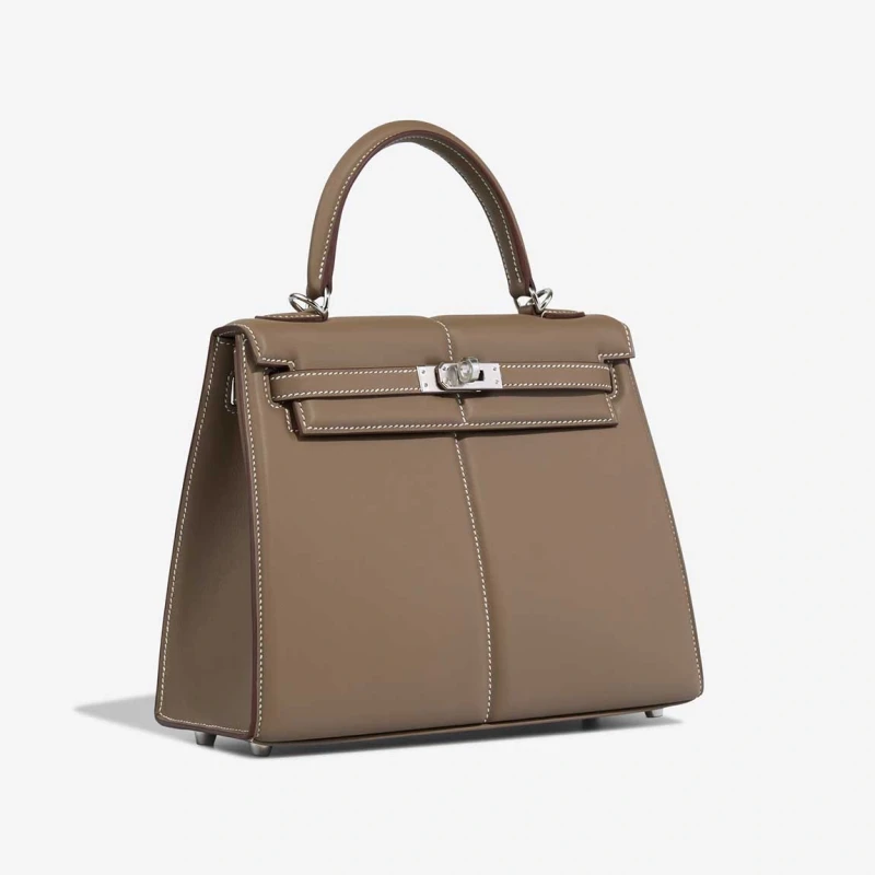 Hermès KELLY 25 SWIFT PADDED SELLIER ETOUPE PHW K25SE 2