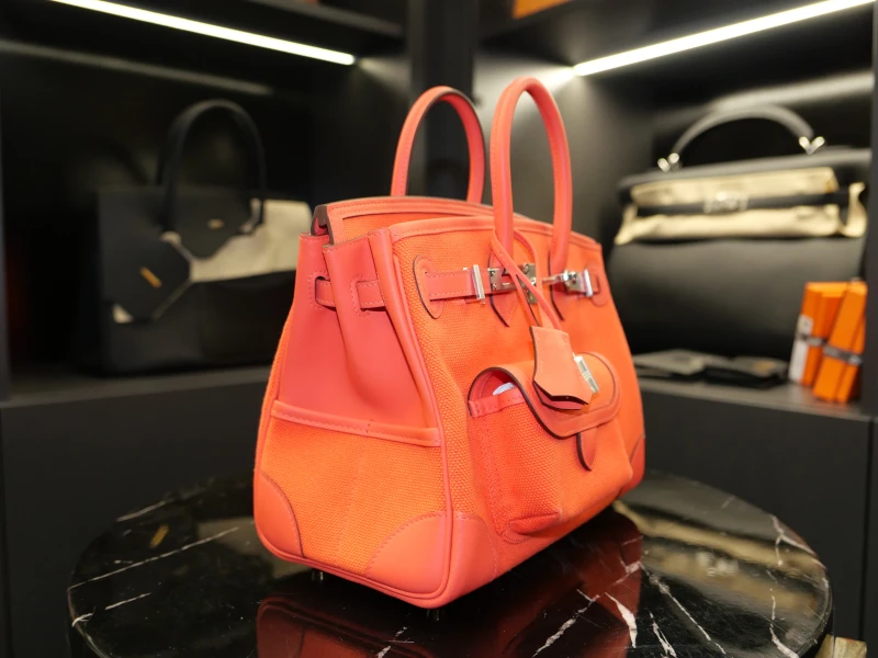 Hermès BIRKIN CARGO 25 VEAU SWIFT / CANVAS ORANGE FIELD PHW B25Cargo 3