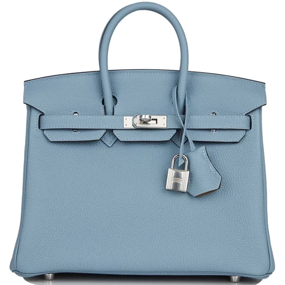 BIRKIN VERSO 25 VEAU TOGO BLEU LIN / BEIGE PHW