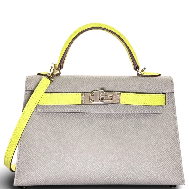 Hermès KELLY 20 HSS EPSOM GRIS ASPHALT / LIME PHW K20HSS 1