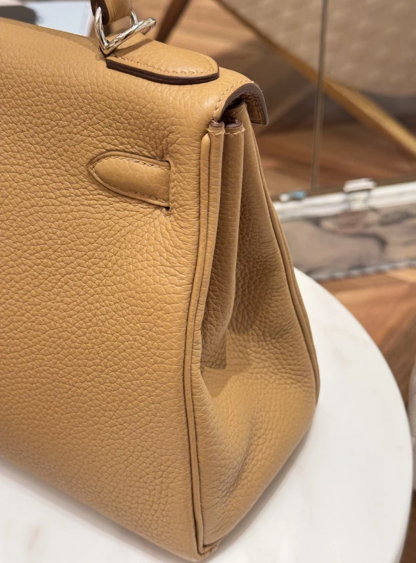Hermès Kelly Retourne 28 Taurillon Clemence  Biscuit PHW H028693CK 7