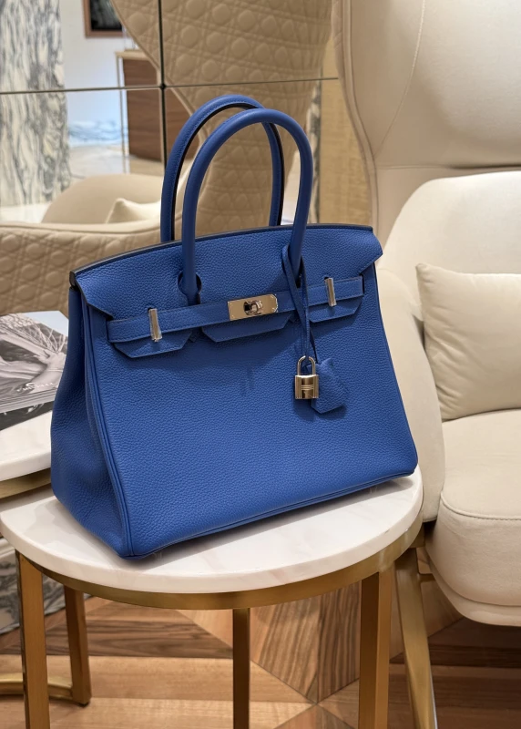 Hermès BIRKIN 30 VEAU TOGO BLEU ZELLIGE PHW B30BZ 2