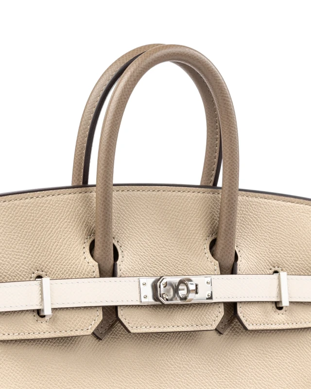 Hermès BIRKIN 25 RETOURNE EPSOM TRENCH/CRAIE/ETOUPE PHW B25ETRICOLOUR 3