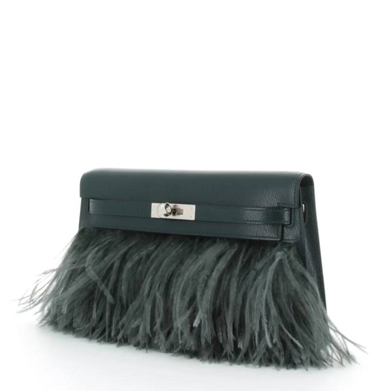 Hermès Kelly Elan Folie Vert Cypress Chèvre/ Vert Mangrove Feather PHW KEFVCVM 4