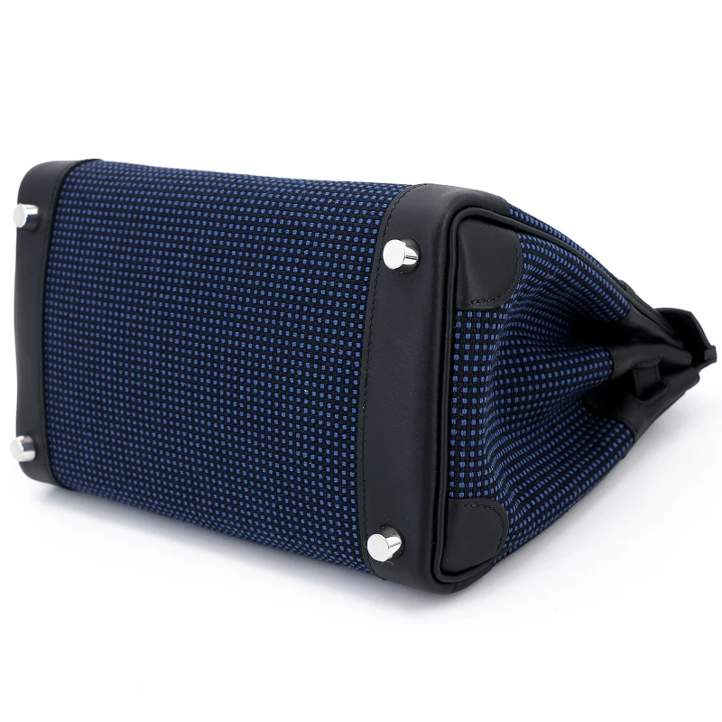 Hermès BIRKIN 25 BLACK SWIFT/NAVY TOILE QUADRILLE PHW B25TOILE 4