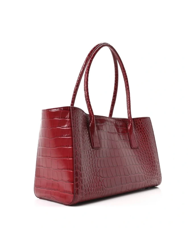 Chanel CROCODILE EMBOSSED CALFSKIN DARK BURGUNDY Small shopping bag 4