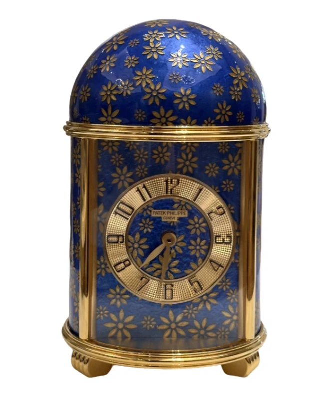 Patek Philippe “Flowers on a blue graund” Enamel Table Clock