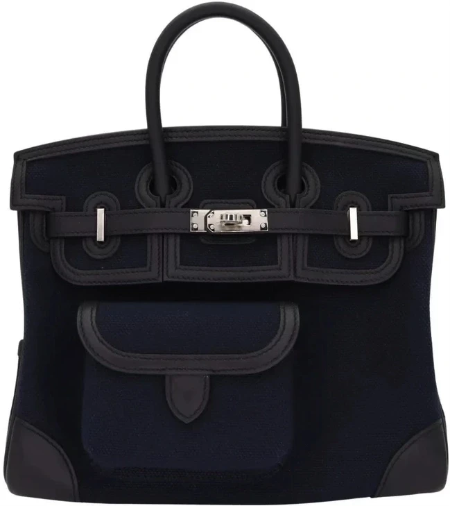 Hermès HERMES BIRKIN 25 CARGO BLEU MARINE/BLACK CANVAS/SWIFT LEATHER PHW B25Cargo 1