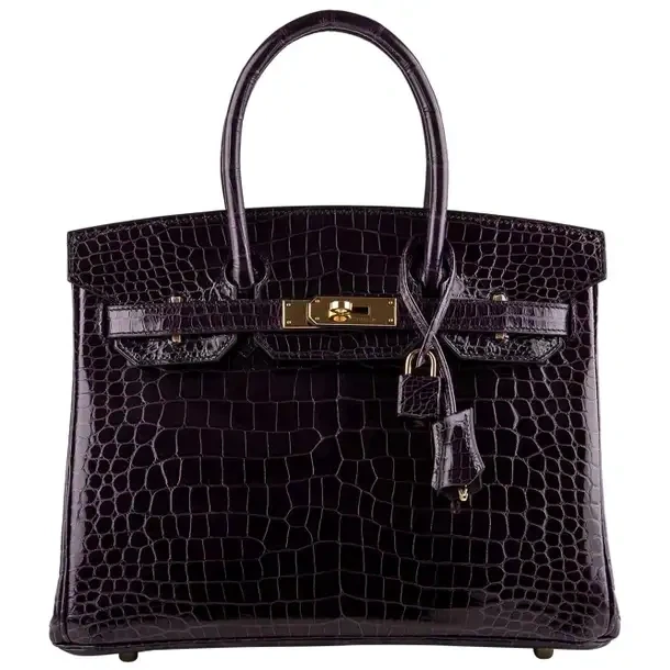 BIRKIN 30 SHINY CROCODILE NILOTICUS AUBERGINE GHW