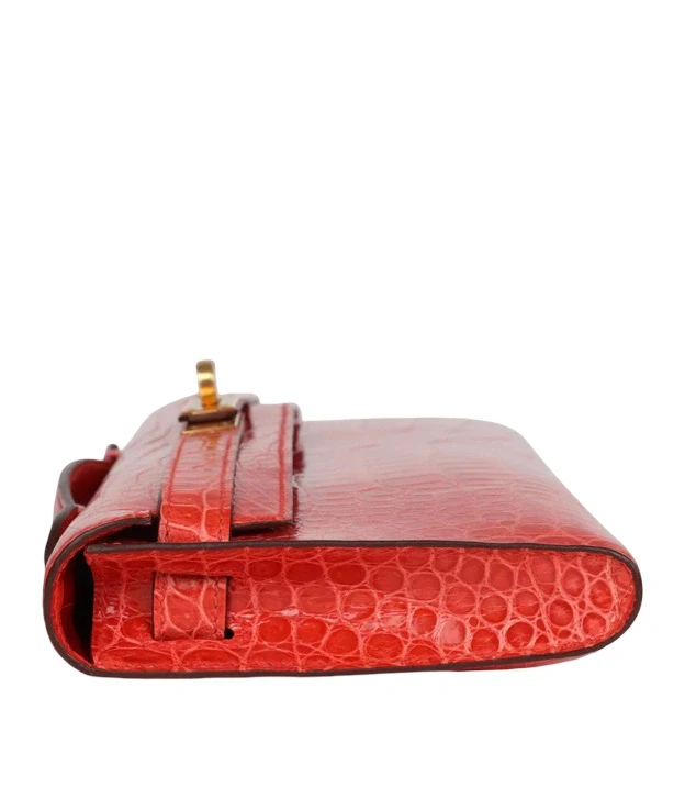 Hermès KELLY CUT ORANGE POPPY SHINY POROSUS CROCODILE GHW KellyCut 7