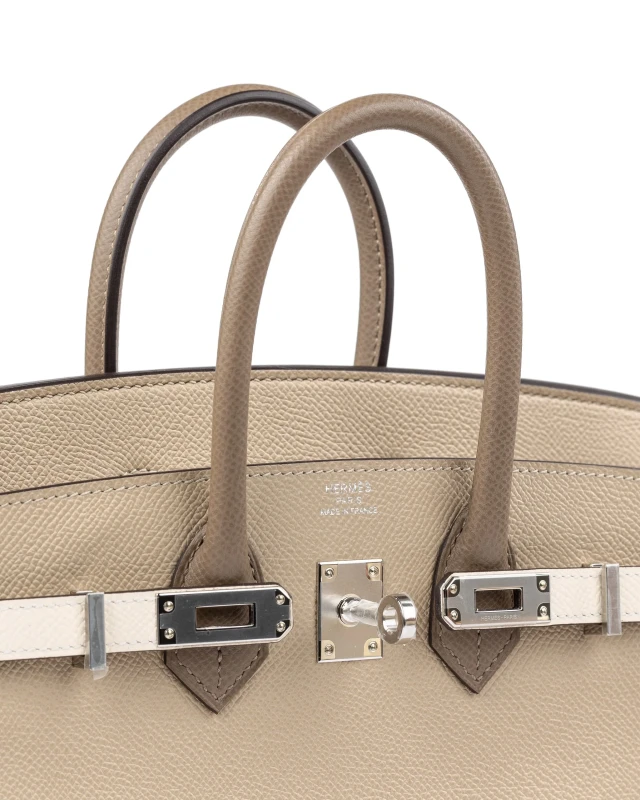 Hermès BIRKIN 25 RETOURNE EPSOM TRENCH/CRAIE/ETOUPE PHW B25ETRICOLOUR 5