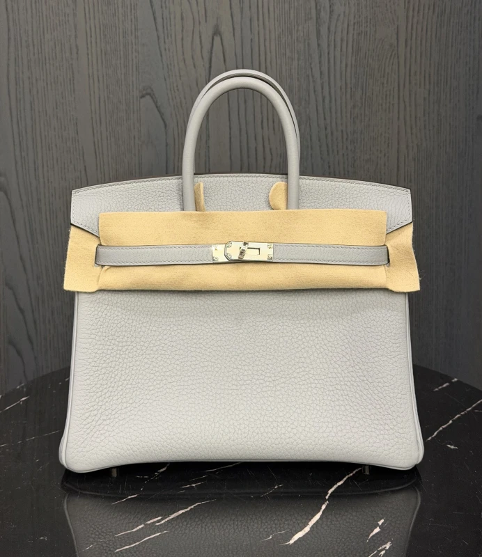 Hermès BIRKIN 25 VEAU TOGO GRIS PANTIN PHW B25TGM 9