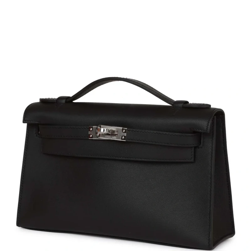 Hermès KELLY POCHETTE VEAU SWIFT NOIR PHW KPSN 4