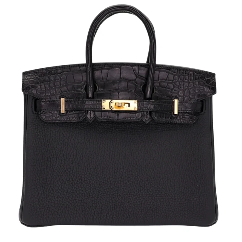 BIRKIN TOUCH 25 ALLIGATOR MATTE/TOGO BLEU NOIR/NOIR GHW